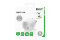 DELTACO Smart Plug WiFi EU Socket with Timer, Power Button, 10A, 240 V ac - White