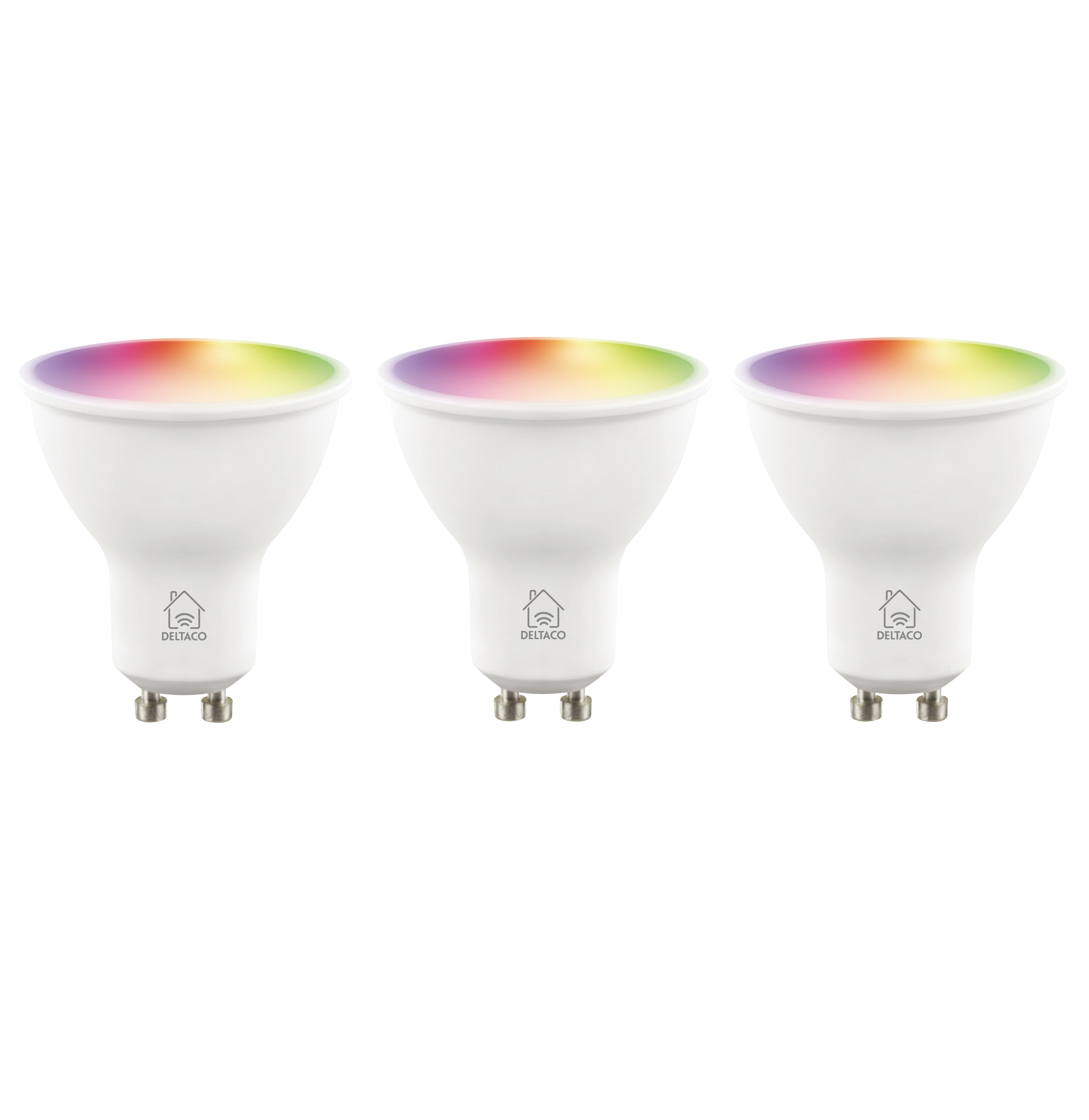 DELTACO 3-Pack Smart Bulbs GU10 LED Bulb 5W 470lm WiFi – Dimmable White & RGB Light