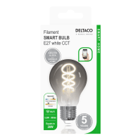 DELTACO Smart Bulb E27 Spiral Filament LED Bulb 5.5W 300lm A60 WiFi – Dimmable White LED Light