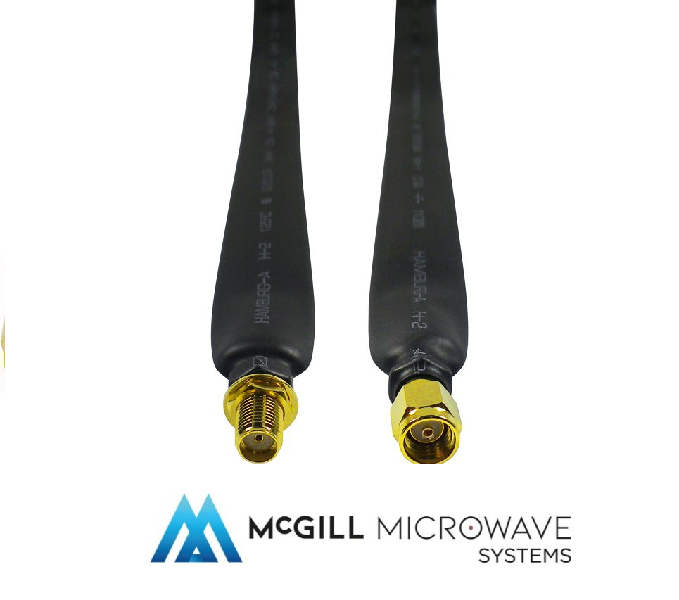 McGill MM-SUB-SF-SMRP ultra-thin window pass through coaxial cable RP SMA male SMA female 400mm