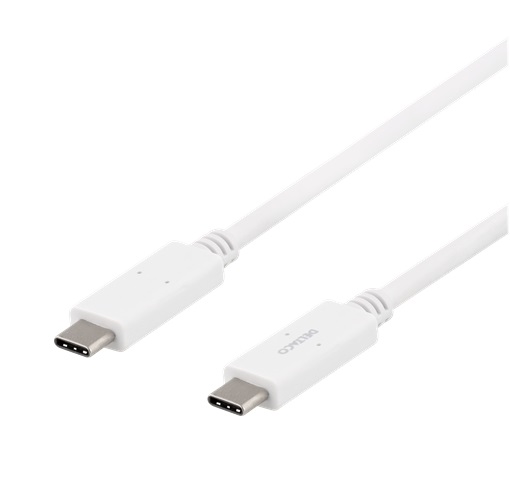 DELTACO USB-C to USB-C Cable, 5Gbit/s, 5A, 2M, White