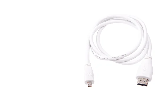 Officiel Raspberry Pi micro-câble HDMI standard mâle, blanc 2mtr