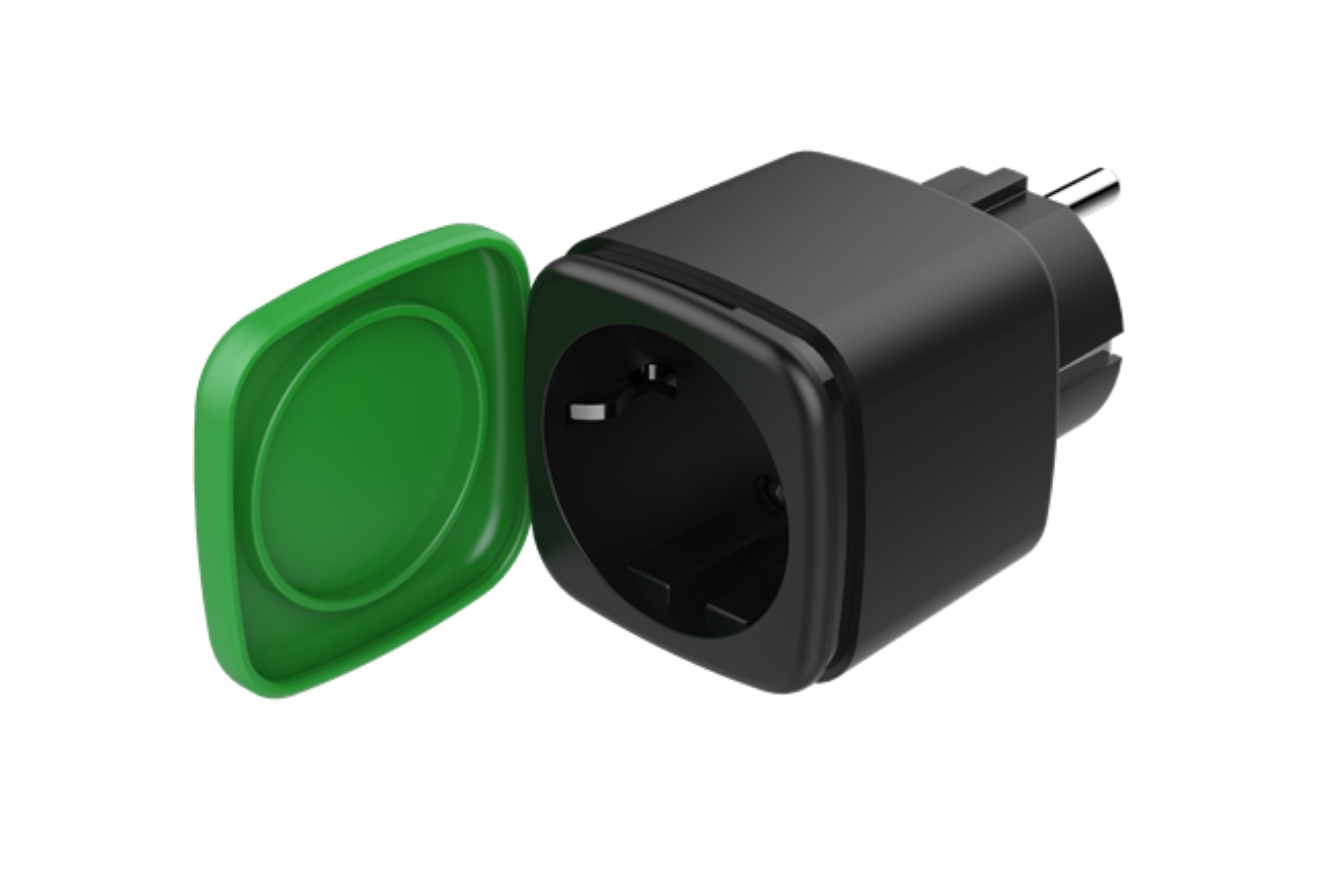 DELTACO Outdoor Smart Plug WiFi EU Socket with Timer, 13A, 240 V ac, IP-44 - Black/Green