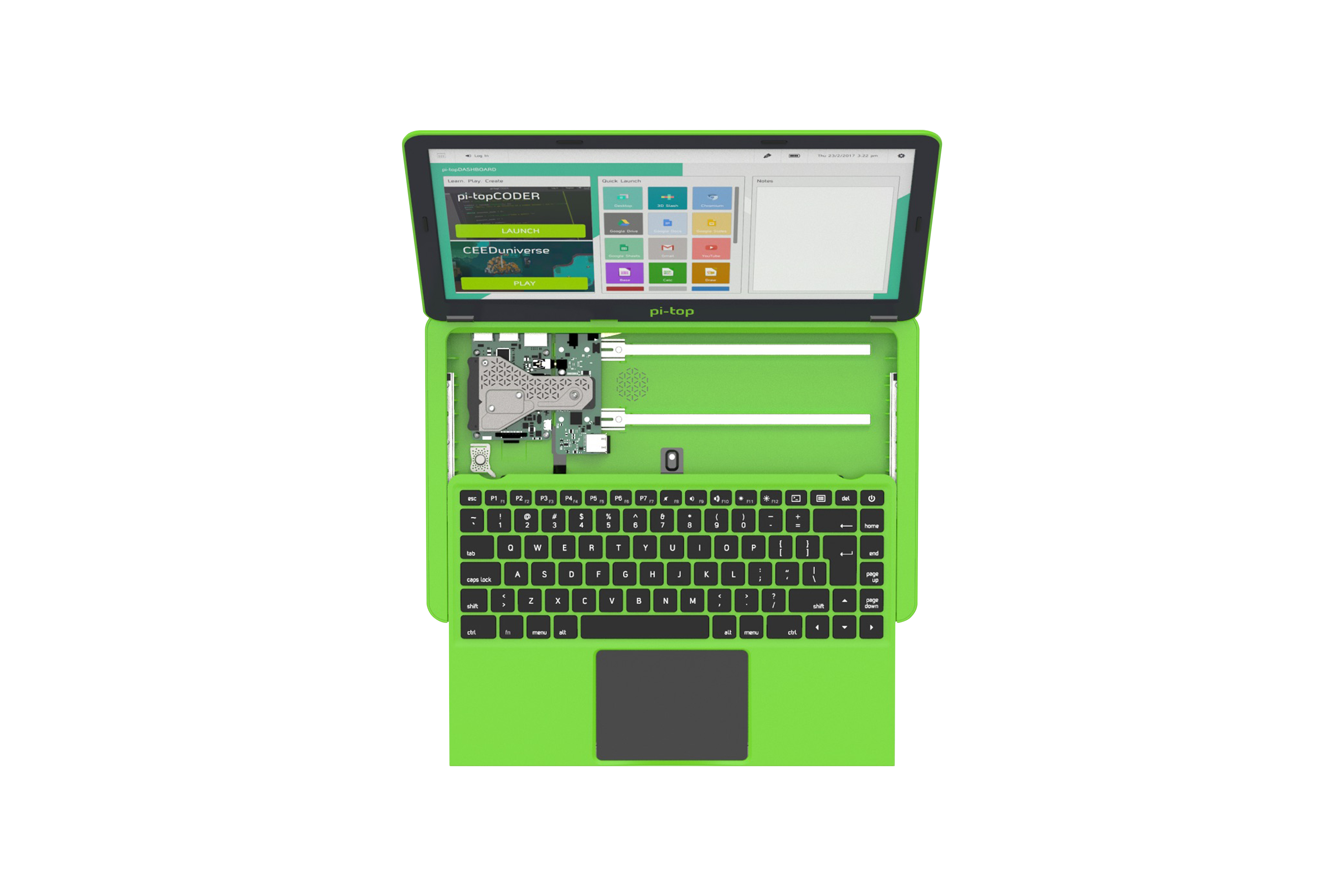 Pi-Top VK-toetsenbord en EU-voeding - groen