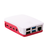 Officiële Raspberry Pi 4-hoes in rood/wit kleurenschema