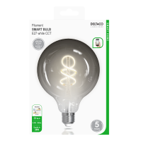 DELTACO Smart Bulb E27 Spiral Filament LED Bulb 5.5W 300lm G125 WiFi – Dimmable White LED Light