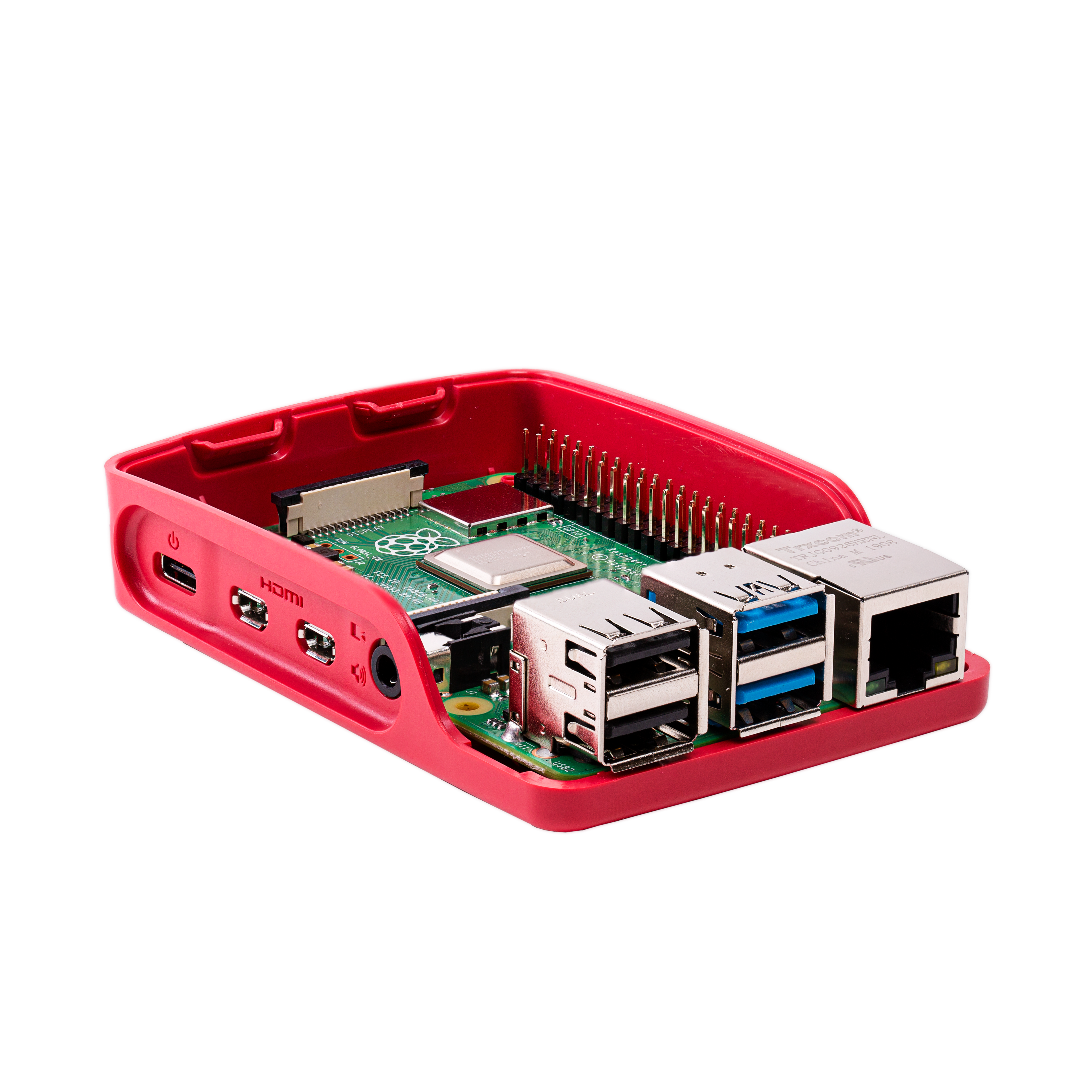 PI4B_CASE_RED/WHITE - Raspberry-pi - Raspberry Pi Accessory, Raspberry Pi 4  Model B Official Case, Plastic