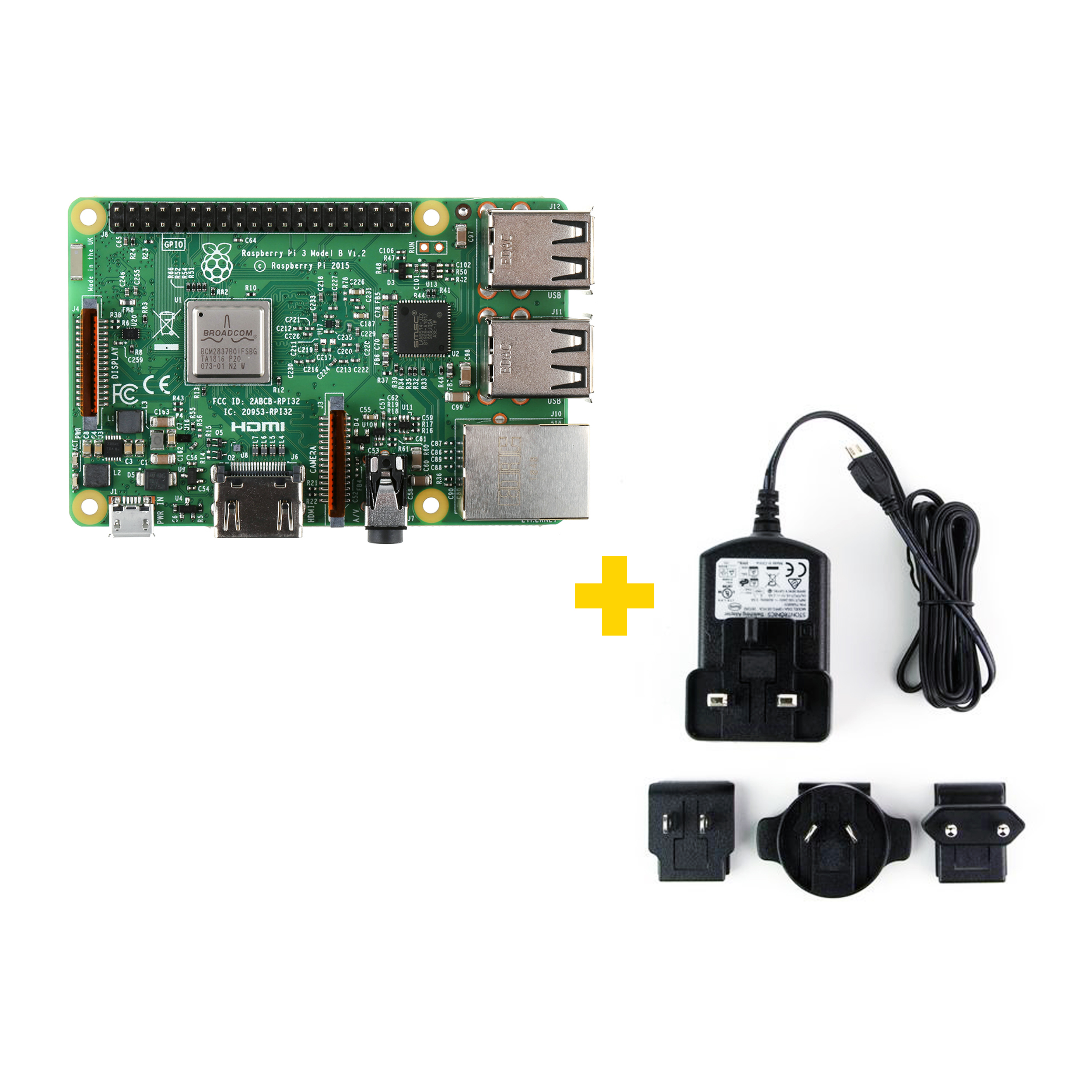 Raspberry Pi 3 Model B Official 5.1v 2.5a Power Supply and Official Case 