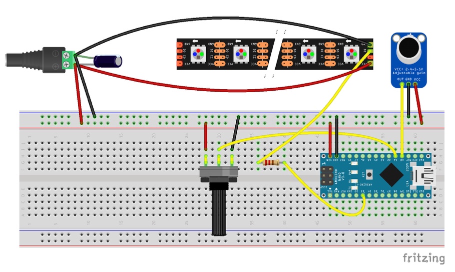 arduino soundreactive led circuit