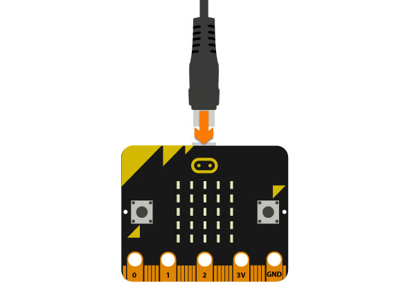 Get Started with microbit and MakeCode connect micro USB to micro:bit