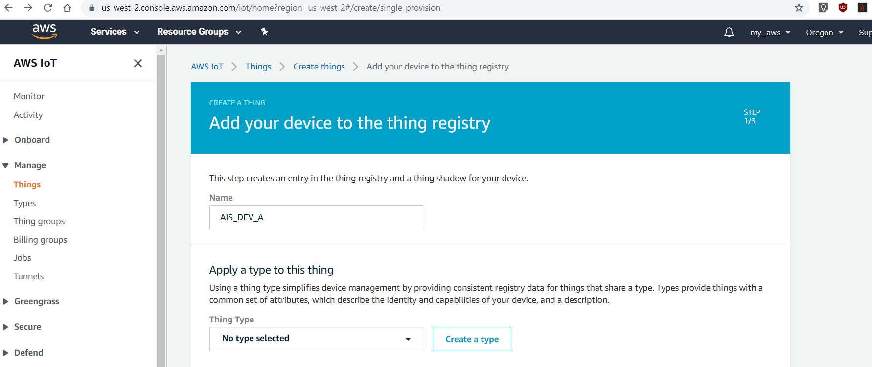 add device to thing registry
