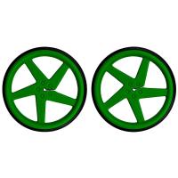 Kitronik Pair of 5 Spoke Wheels for D-Shaft Motor - Green