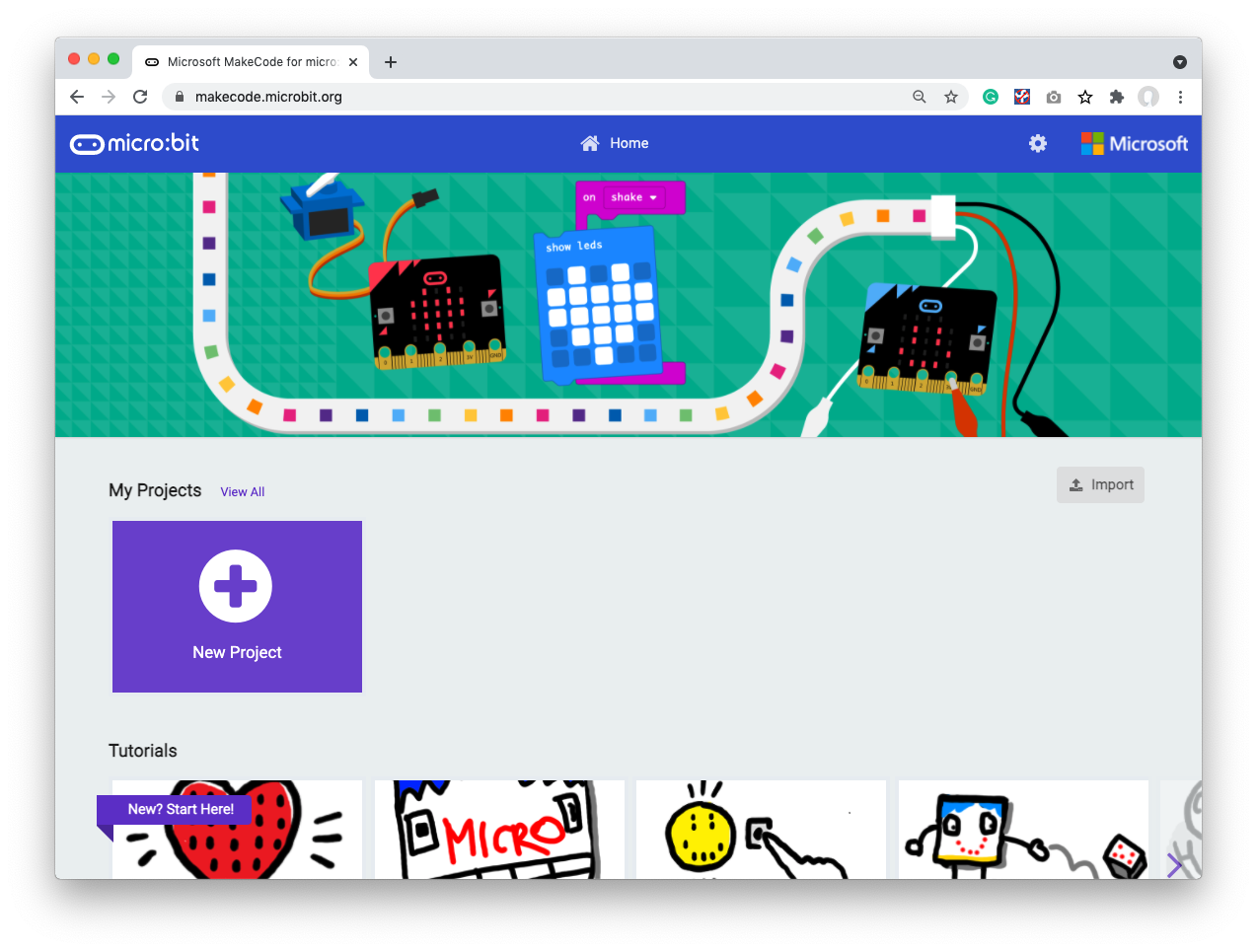 MakeCode home page