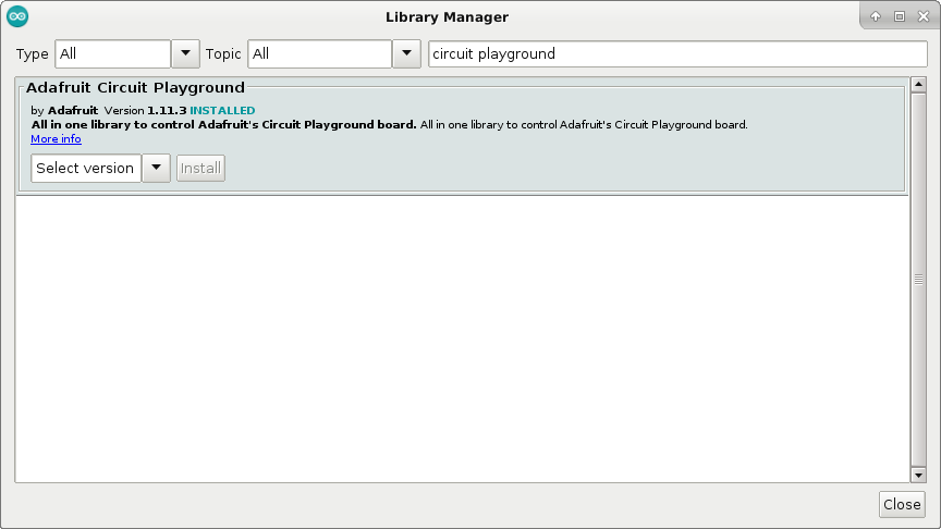 Arduino Library Manager screenshot