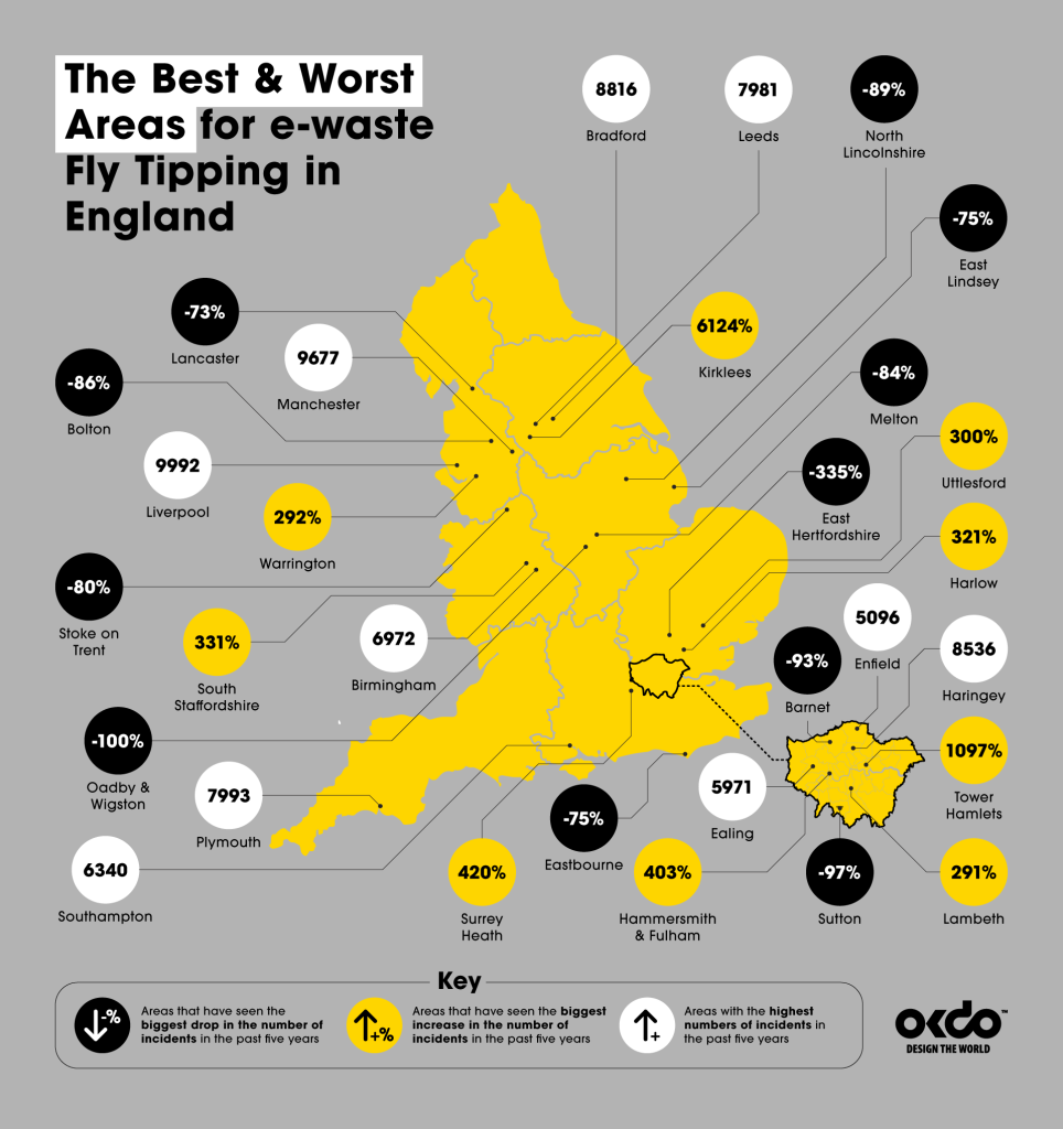 Fly-tipping map in England