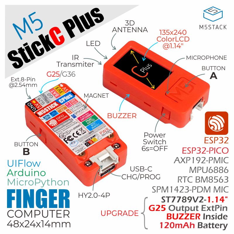 M5StickC PLUS ESP32-PICO Mini IoT Development Board product image