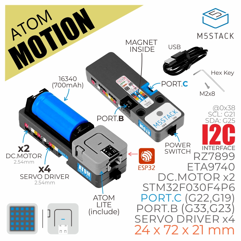M5Stack ATOM Motion Kit with Motor and Servo Driver (STM32F0) product image